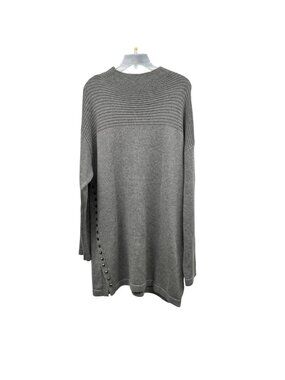 Charlie Paige Womens Gray Sweater Dress Long Sleeve Studded Size Large